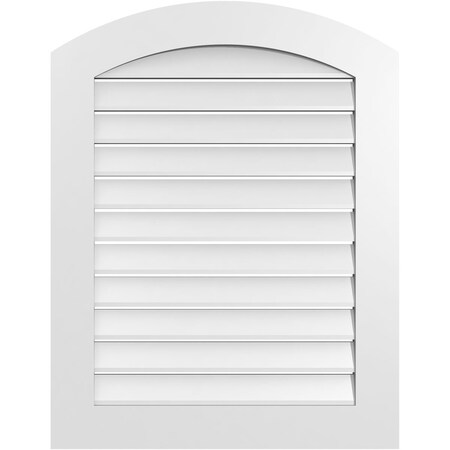 Ekena Millwork Arch Top Surface Mount PVC Gable Vent: Non-Functional, w/ 3-1/2"W x 1"P Standard Frame, 28"W x 34"H GVPAR28X3401SN